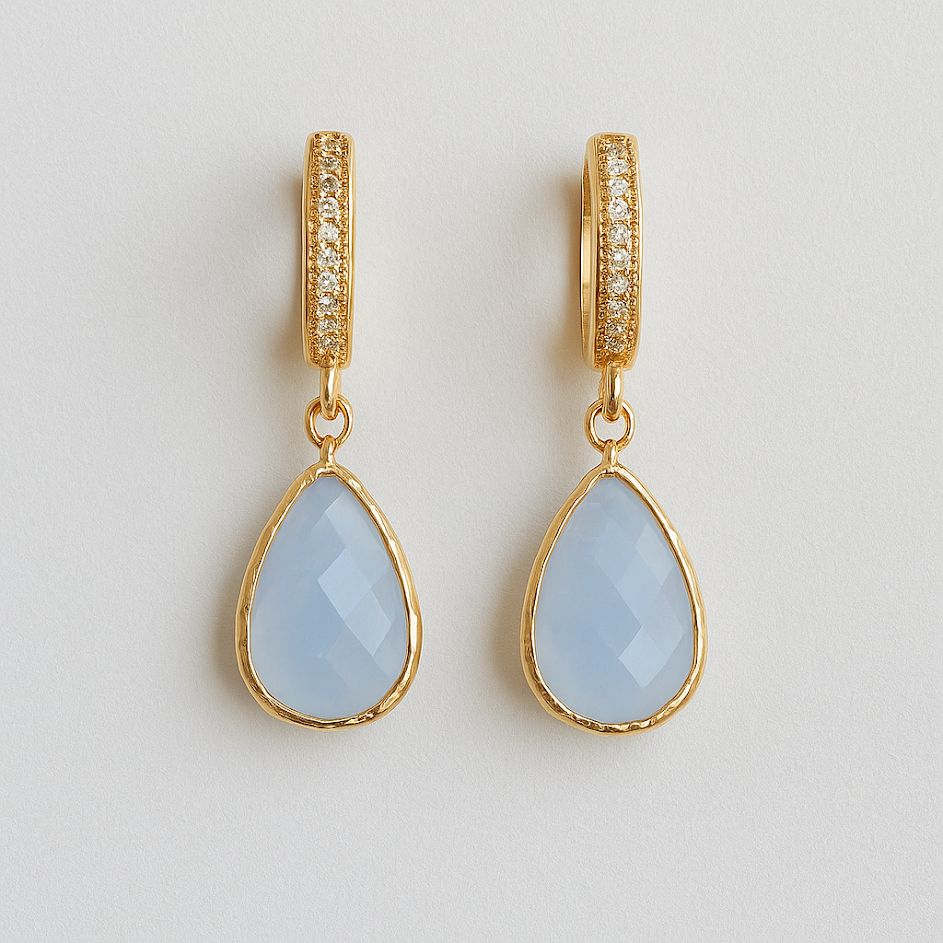 Milky Drop Earrings with Czech glass