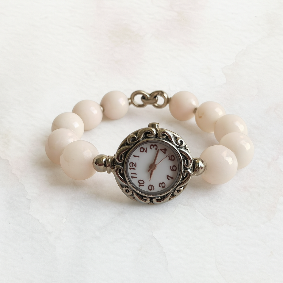 Rose Watch Bracelet with Rose Quartz