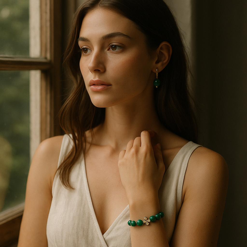 Faceted Green Chalcedony Bracelet of natur