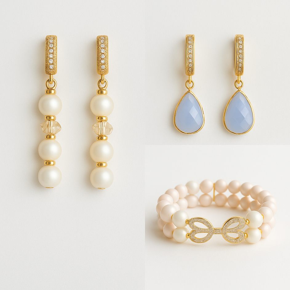 Golden Grace Earrings with Mallorca Pearls