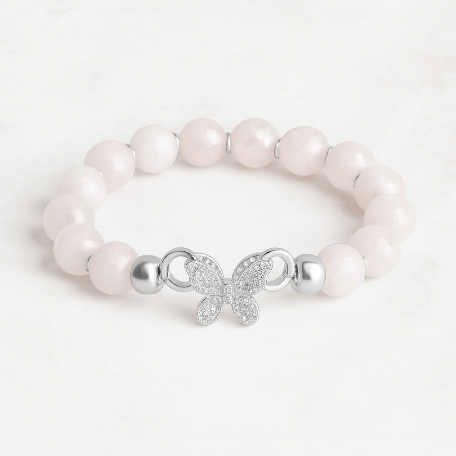 Butterfly Whisper Bracelet with Rose Quartz