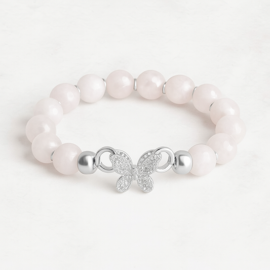 Butterfly Whisper Bracelet with Rose Quartz