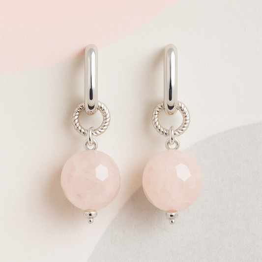 Blush Drop Earrings with Rose Quartz