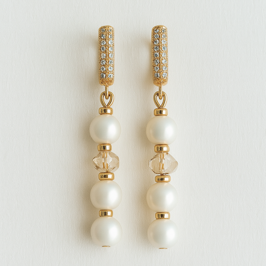 Golden Grace Earrings with Mallorca Pearls